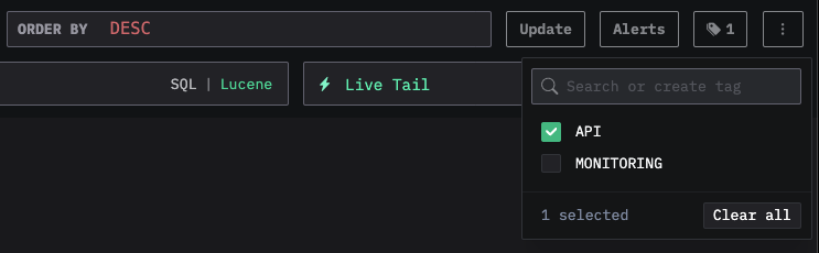 Tags in saved search