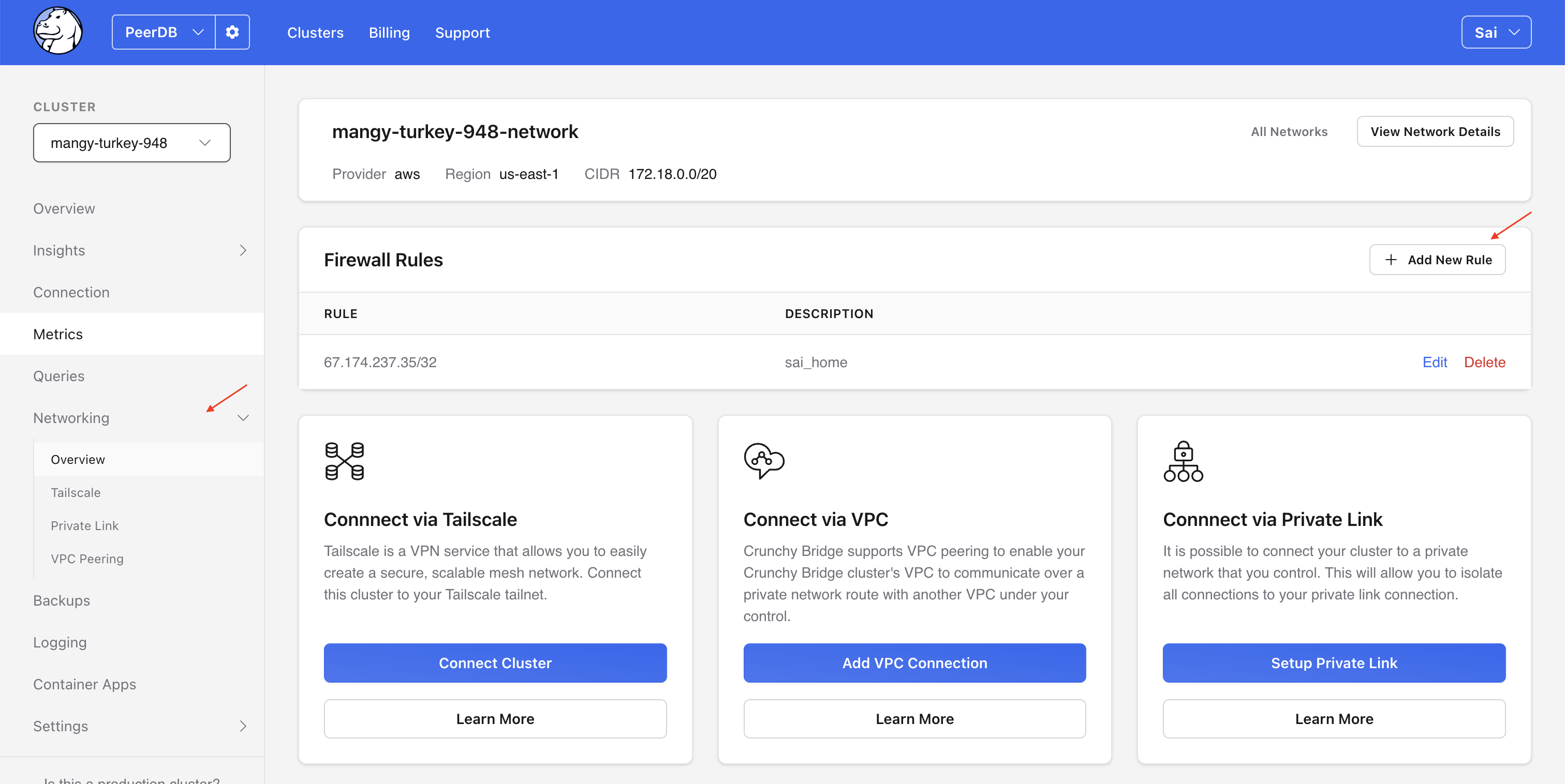 Г�де найти правила брандмауэра (Firewall Rules) в Crunchy Bridge?